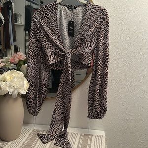 Crop tie front blouse